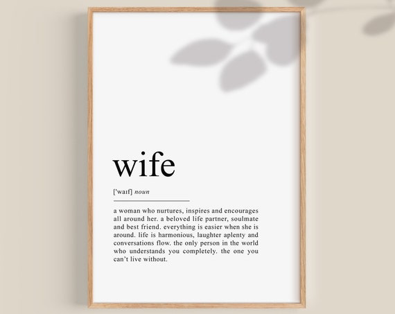 Wife Birthday Gift Wife Definition Print My Person Poster Soulmate Gift Gift For Her Anniversary Wedding Gift