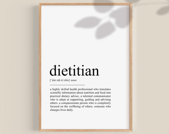 Dietitian Definition Art Print, Nutritionist Gift