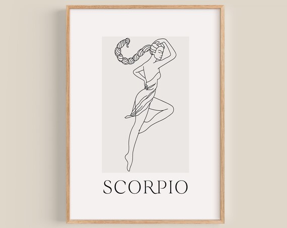 Scorpio Zodiac Line Art Woman With Scorpion Tail Minimalist Poster
