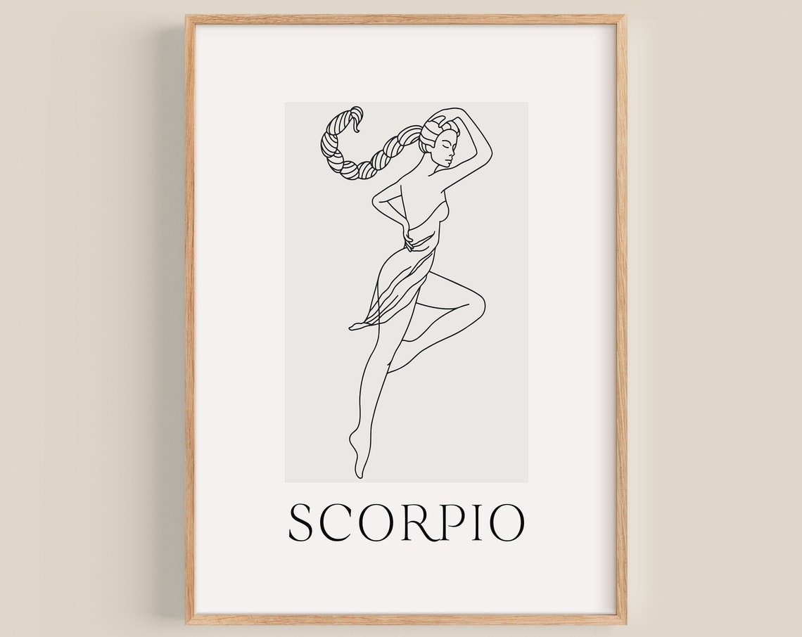 Scorpio Zodiac Line Art Woman With Scorpion Tail Minimalist Poster