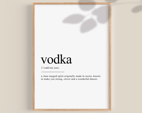 Vodka Definition Poster, College Dorm Bar Cart Art