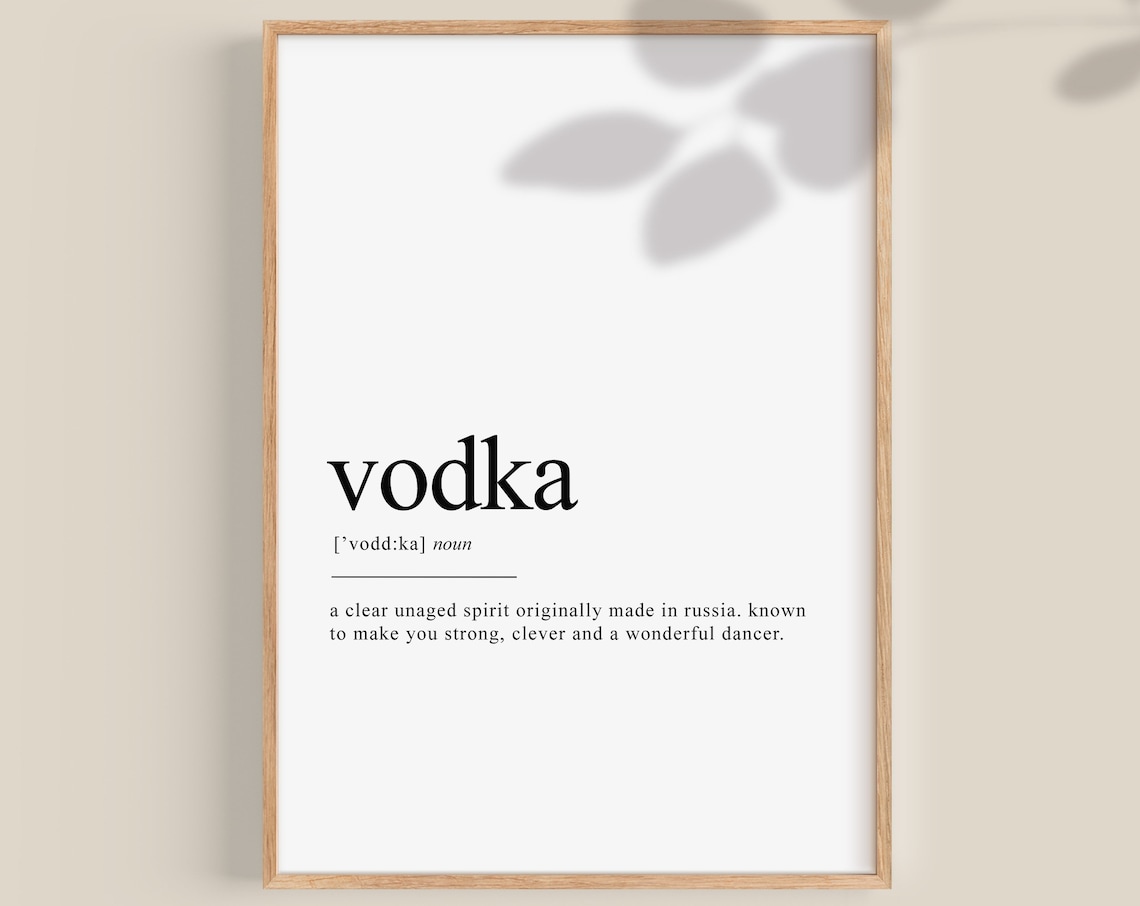 Vodka Definition Art Print, Bar Cart Wall Art