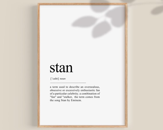 Stan Definition Funny Music Slang Fan Term Typography Art Poster