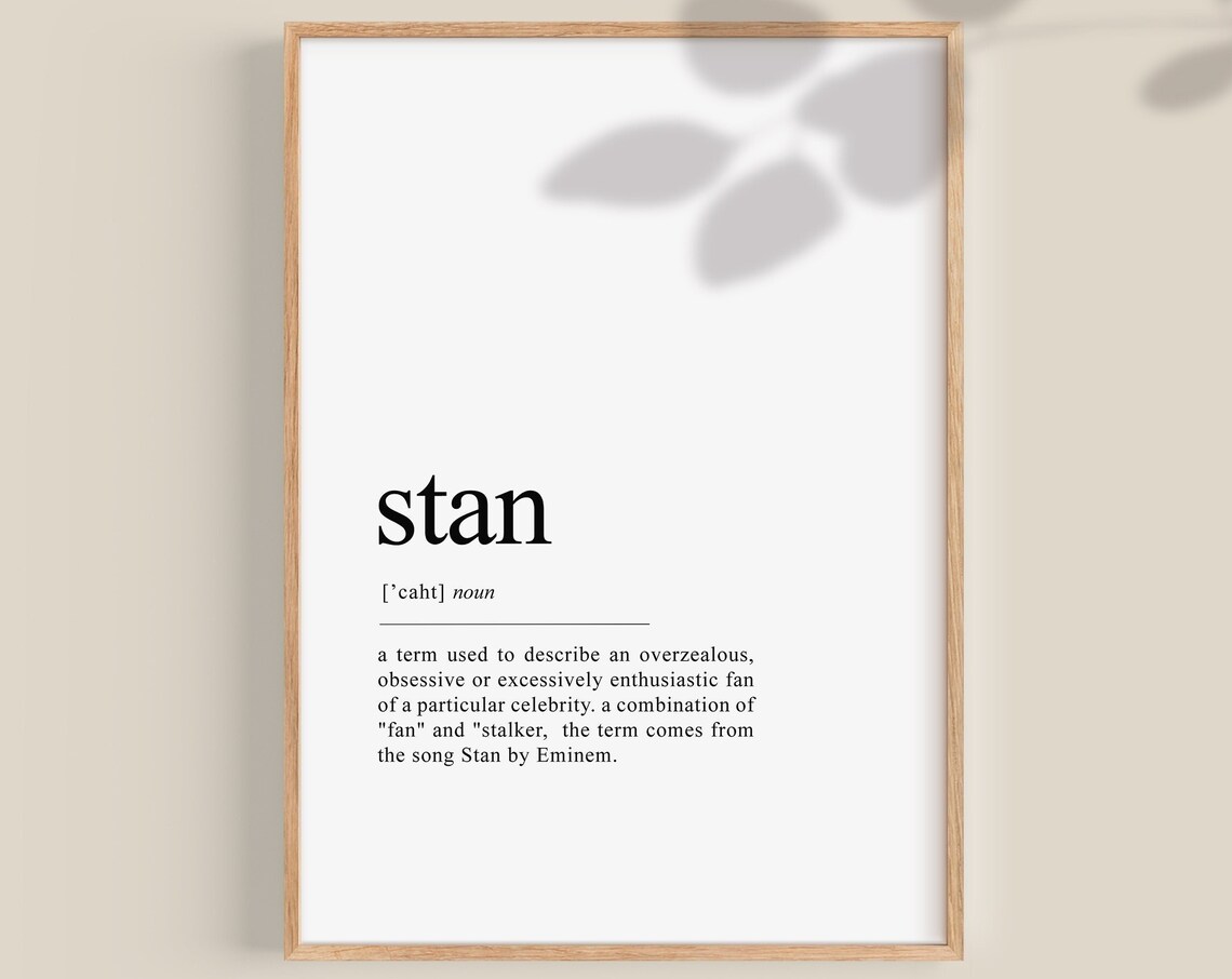 Stan Definition Funny Music Slang Fan Term Typography Art Poster