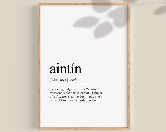Auntie Ireland Gift Art Print, Gaeilge Wall Decor