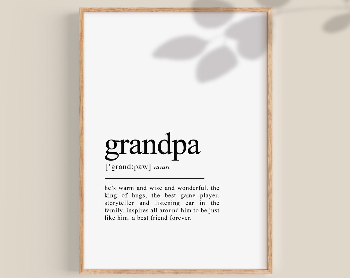 Grandpa Definition Personalised Typography Art Print