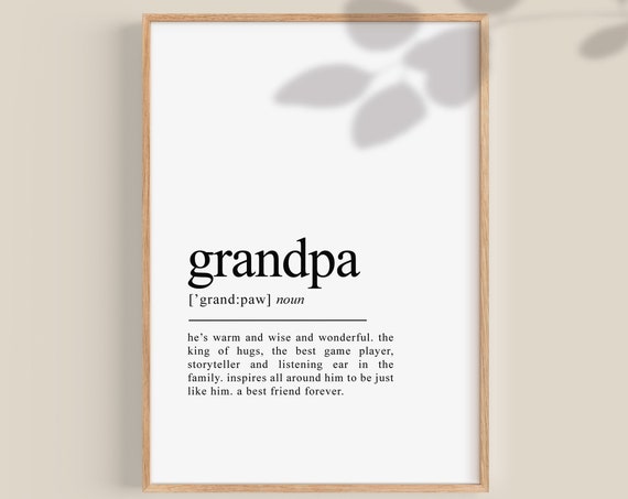 Grandpa Definition Personalised Typography Art Print