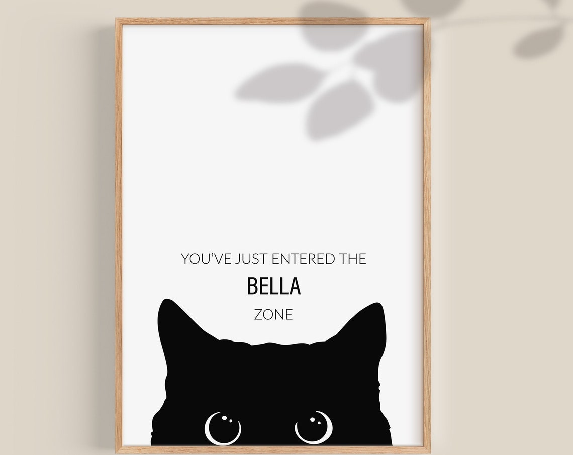 Personalized Bella Zone Cute Black Cat Lover Wall Decor Poster