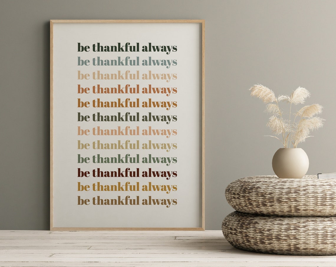 Be Thankful Always Retro Repeated Quote Thanksgiving Poster Art - Image 2