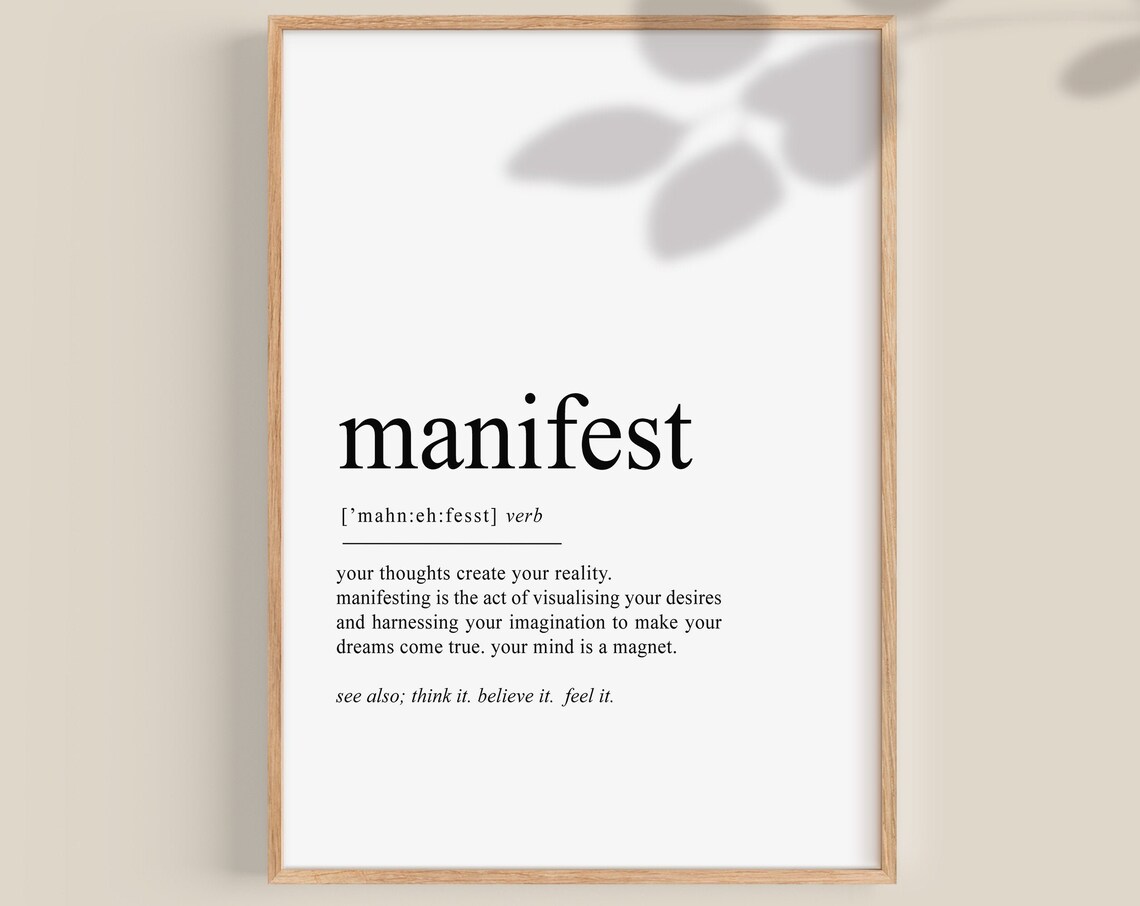 Manifest Definition Art Print, Spiritual Affirmation