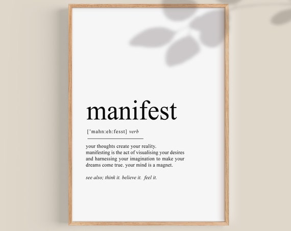 Manifest Definition Art Print, Spiritual Affirmation
