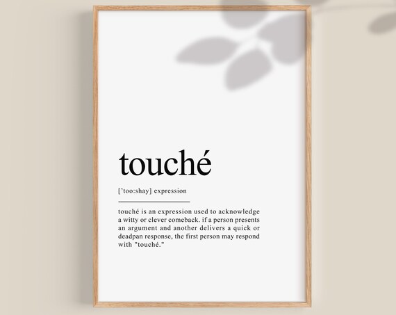 Touché Definition Print Touché Print Touché Poster Funny Expression Print Funny Funny Wall Art Wall Art