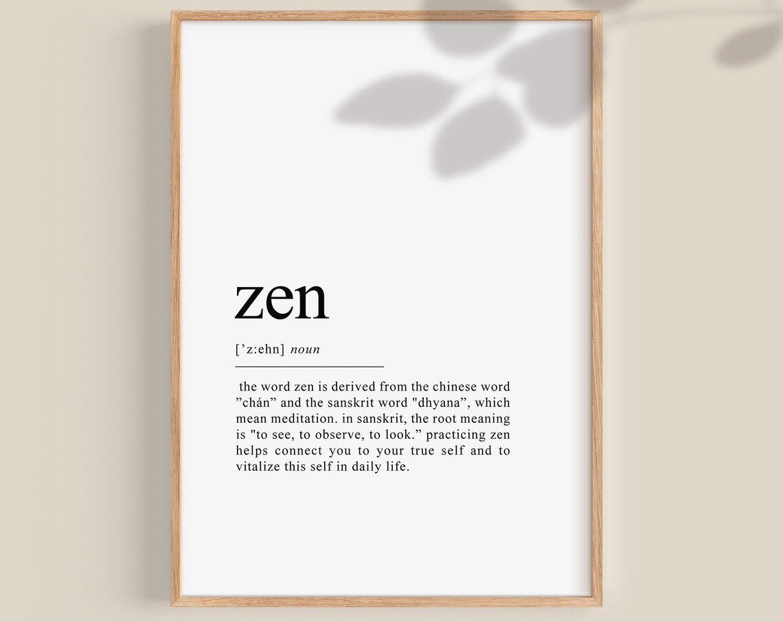 Zen Definition Poster, Yoga Studio Decor