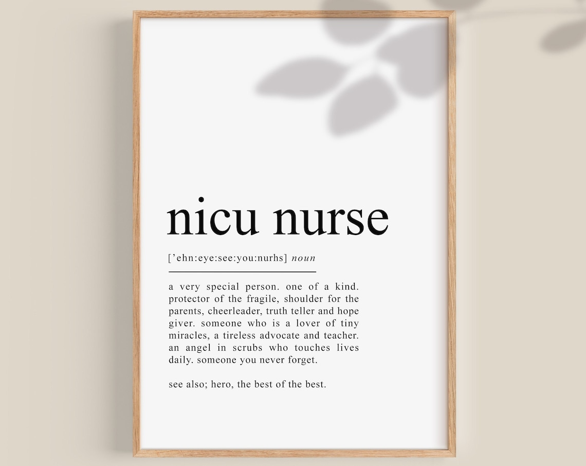 NICU Nurse Definition Typography Art Print