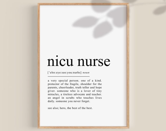 NICU Nurse Definition Typography Art Print