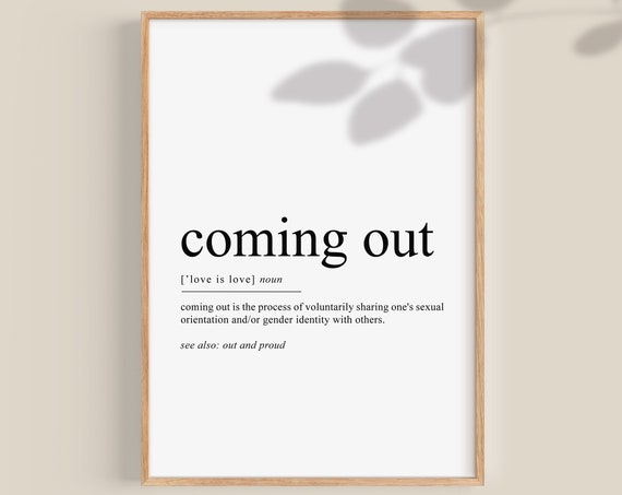 Pride Month Coming Out Definition Poster Lgbtq Gay Pride Month College Dorm Prints Classroom Motivational Prints Lgbt Wall Art