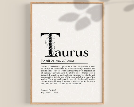 Taurus Zodiac Art Print, Astrology Decor