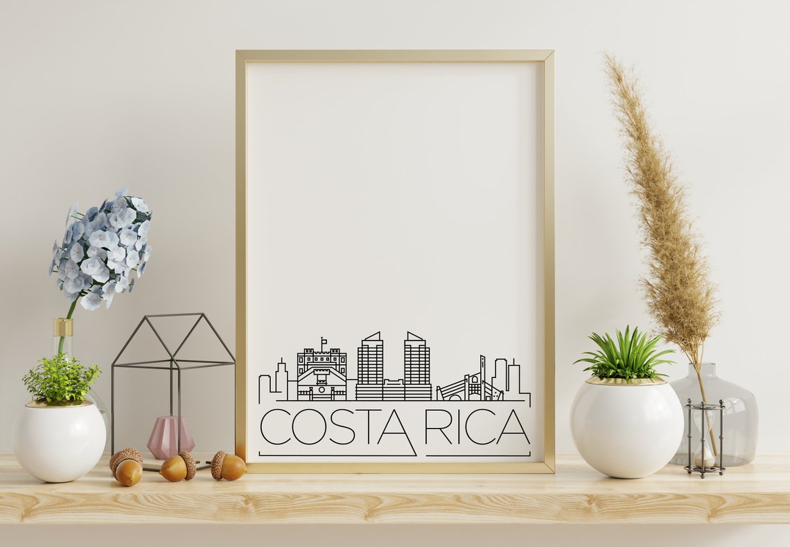 Costa Rica San Jose Downtown Minimalist Skyline Line Art Poster