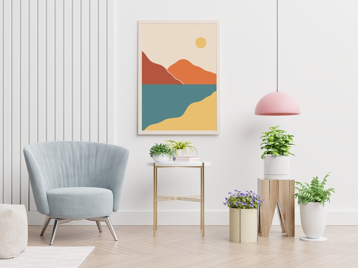 Boho River Landscape, Bohemian Home Decor Art Print - Image 2