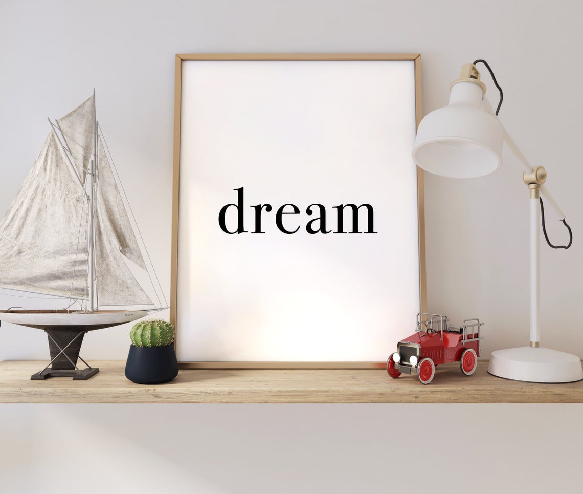 Dream Minimalist Black White Word Print Simple Modern Home Decor