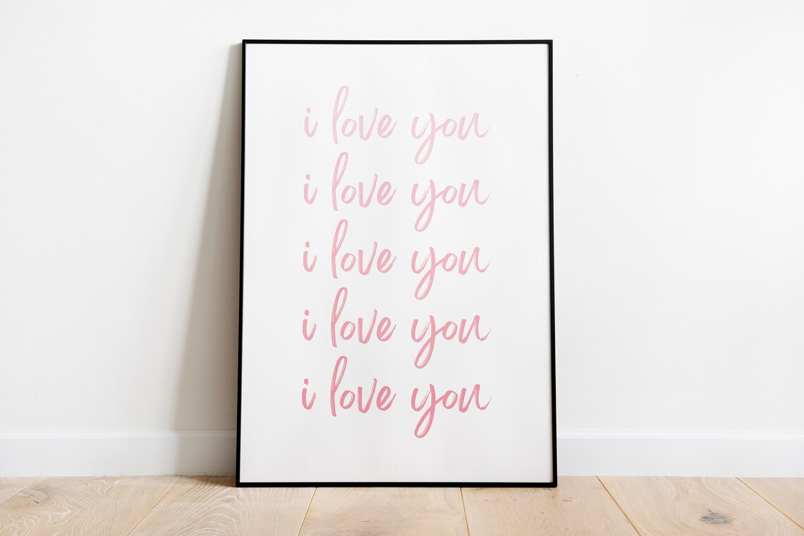 Pink Ombre I Love You Print Nursery Playroom Poster Wall Art Nursery Decor Decoration Baby Decor I Love You Print Poster