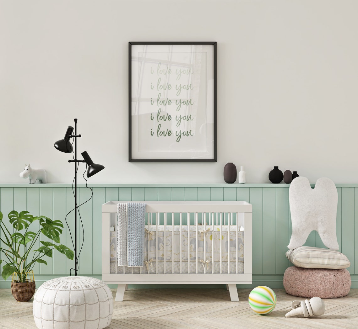 Green Ombre I Love You Print Nursery Playroom Poster Wall Art Nursery Decor Decoration Baby Decor I Love You Print Poster - Image 3