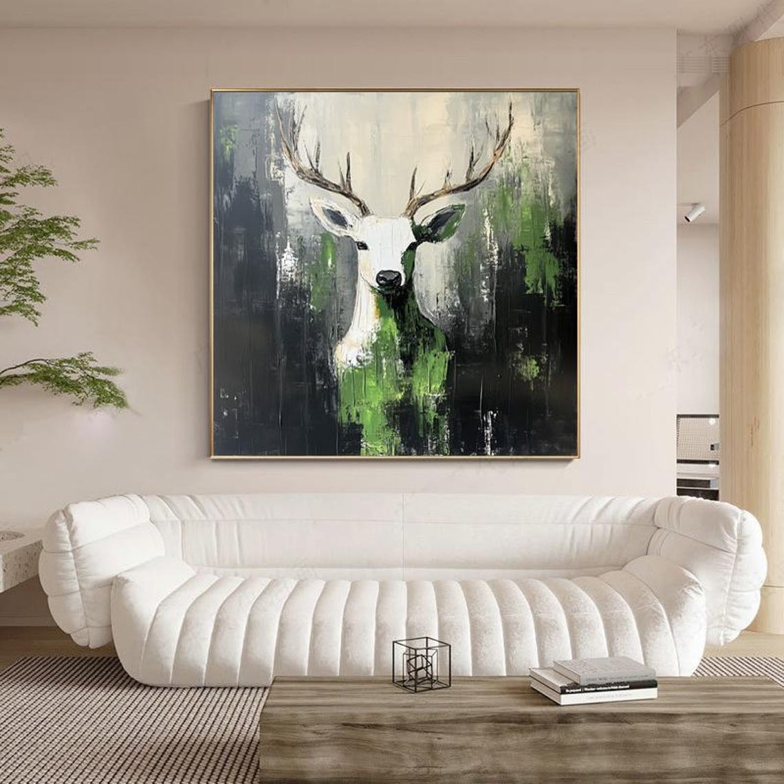 Abstract Deer Stag Portrait Dark Moody Background Wildlife Poster - Image 3