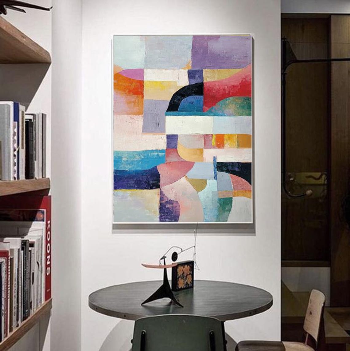 Geometric Color Block Abstract in Soft Pastel Tones Vertical Poster - Image 4