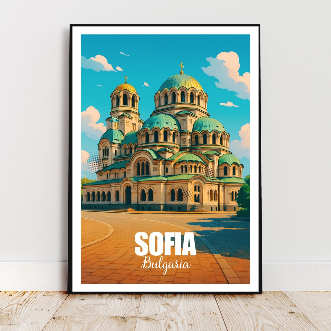 Sofia Bulgaria Alexander Nevsky Golden Cathedral Travel Poster