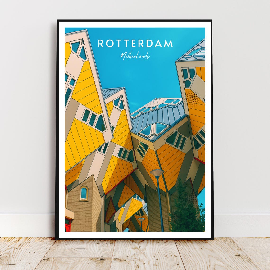 Rotterdam Netherlands Cube Houses Yellow Modern Architecture Poster