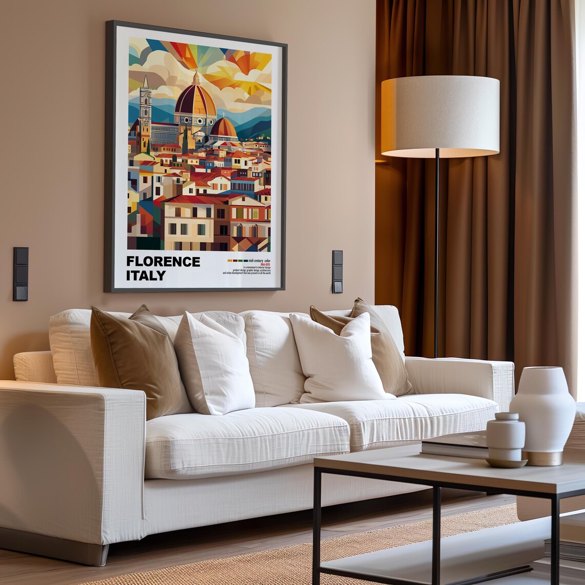 Florence Italy Duomo Renaissance Skyline Mid Century Travel Poster - Image 3