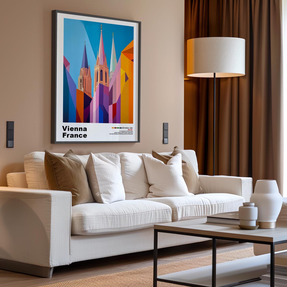 Vienna Austria Church Spires Colorful Facets Mid Century Poster - Image 3