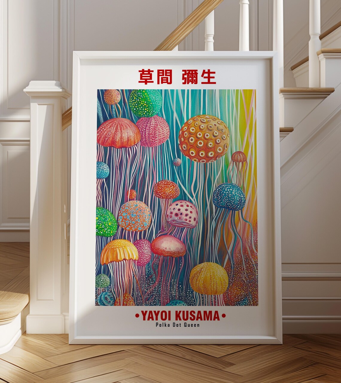 Yayoi Kusama-Inspired Polka Dot Jellyfish Tentacles Art Poster