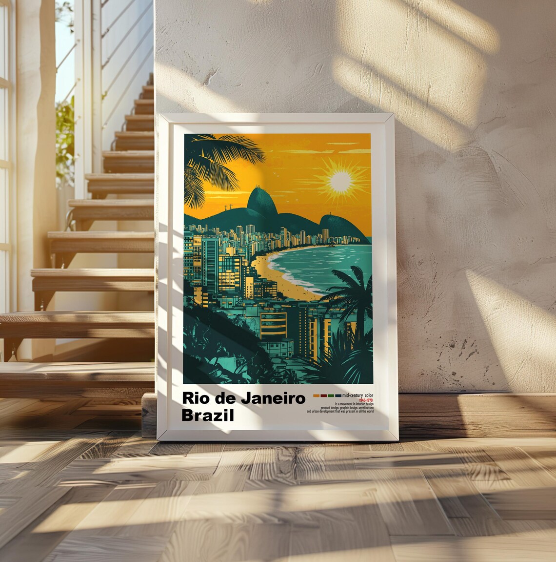 Rio de Janeiro Brazil Dusk City Teal and Orange Sunset Poster - Image 2