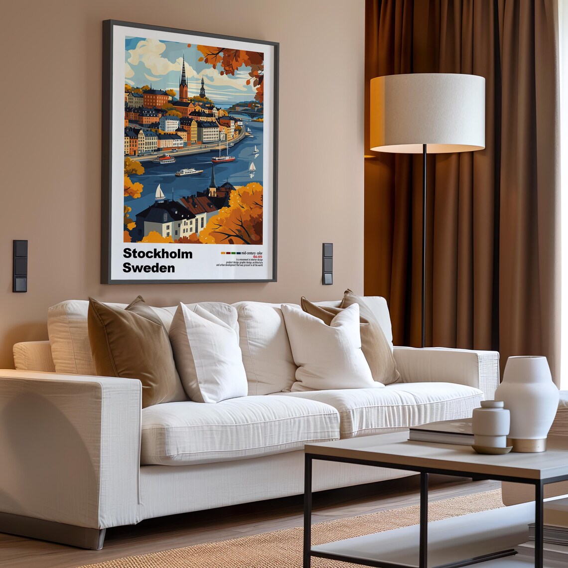 Stockholm Sweden Old Town Harbor Autumn Sailboats Daytime Poster - Image 3