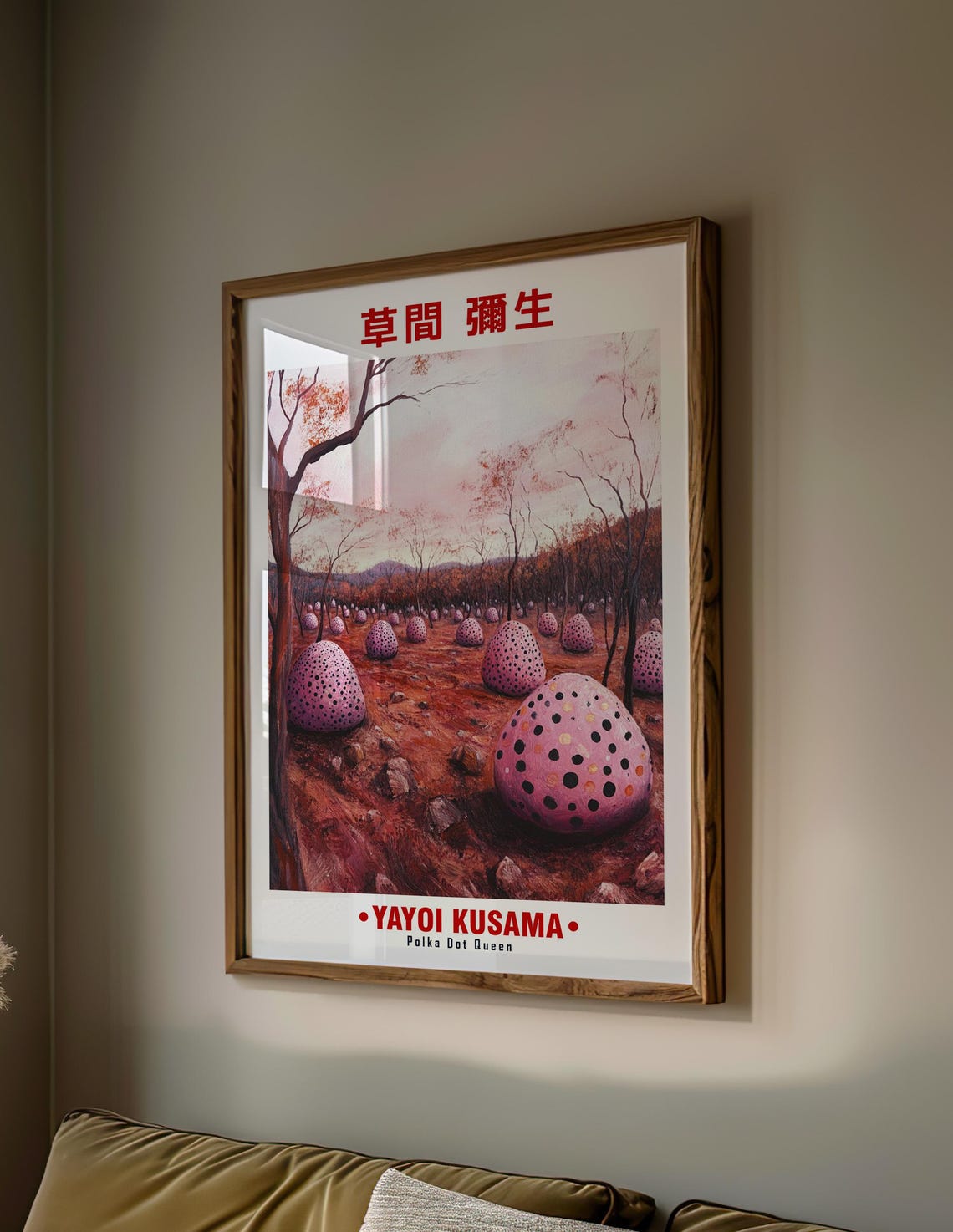Yayoi Kusama-Inspired Pink Polka Dot Pumpkin Grove Art Poster - Image 2