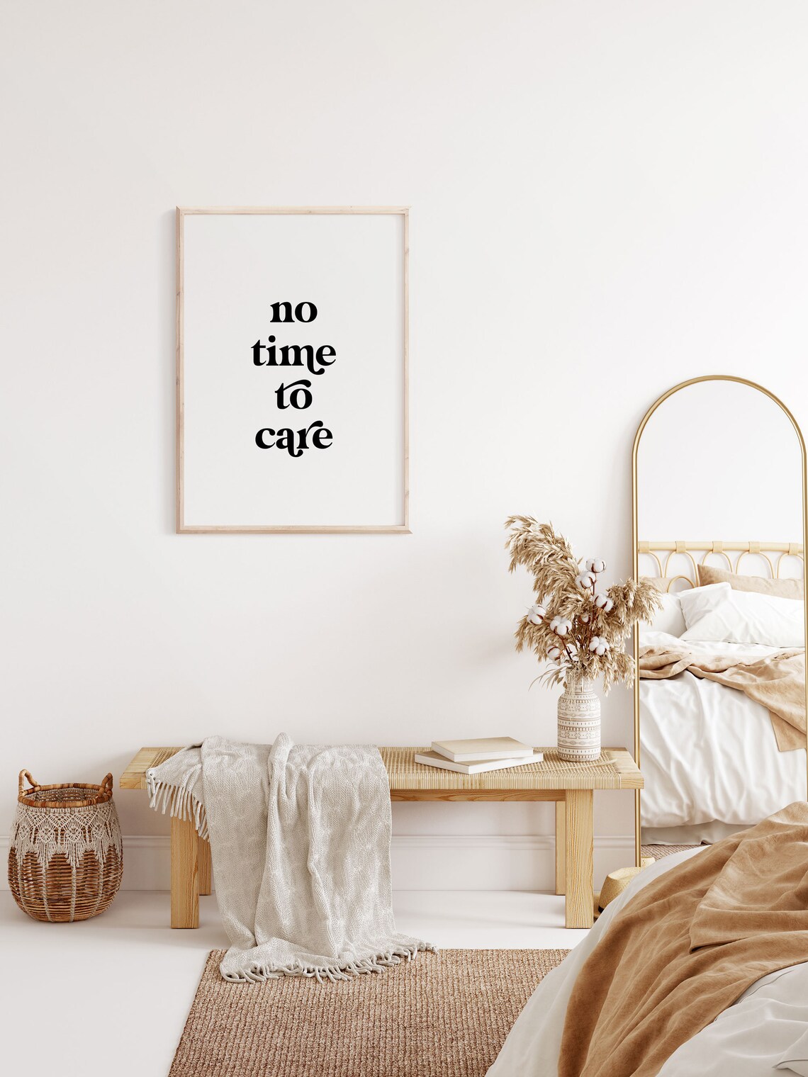 No Time To Care Bold Attitude Quote Poster Minimalist Fun Decor - Image 2