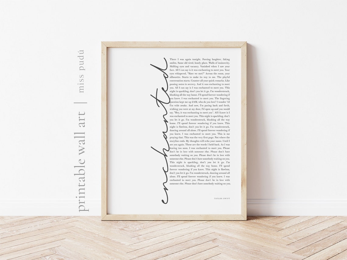 Enchanted Taylor Swift Lyrics Vertical Script Swiftie Wall Art - Image 2