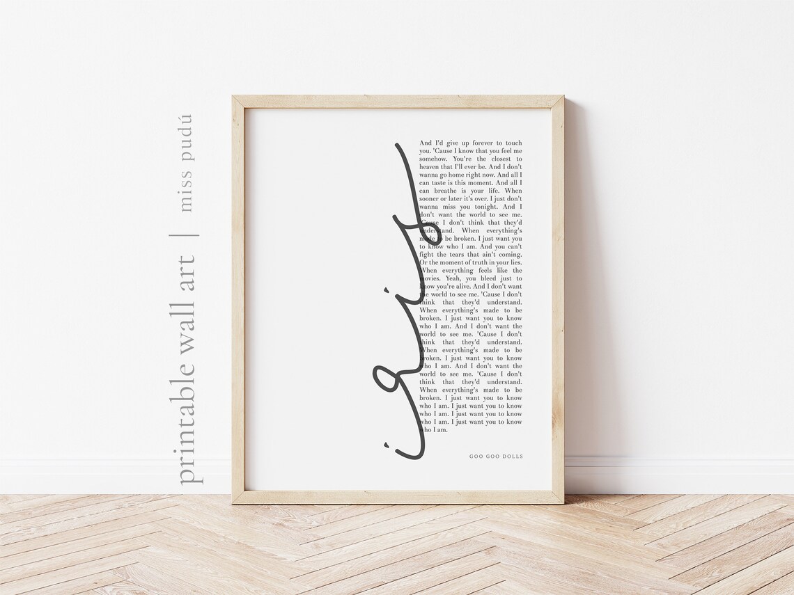 Iris Goo Goo Dolls Song Lyrics Typography Art Poster for Fans - Image 3