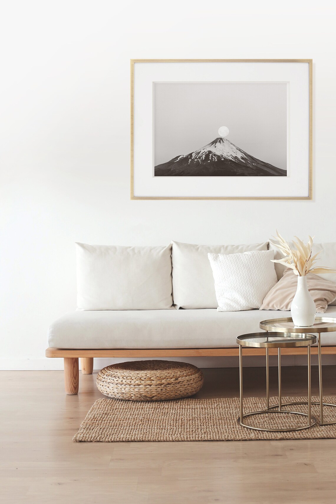Volcano And The Moon Moonrise Landscape Art Print - Image 3