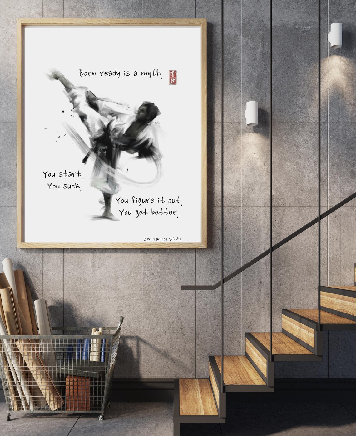 Born Ready Is A Myth Martial Arts Kick Training Growth Quote Poster