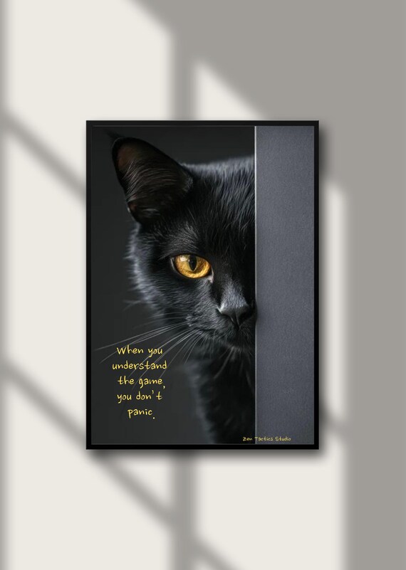 Black Cat Golden Eyes Understand The Game Wisdom Quote Cat Poster