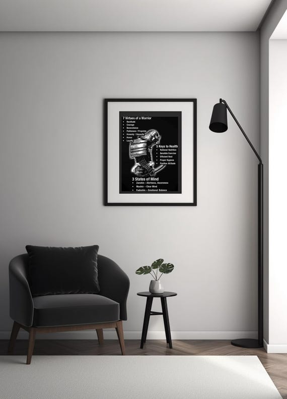 Samurai 7 Virtues of a Warrior Bushido Code 5 Keys Health Chart Poster