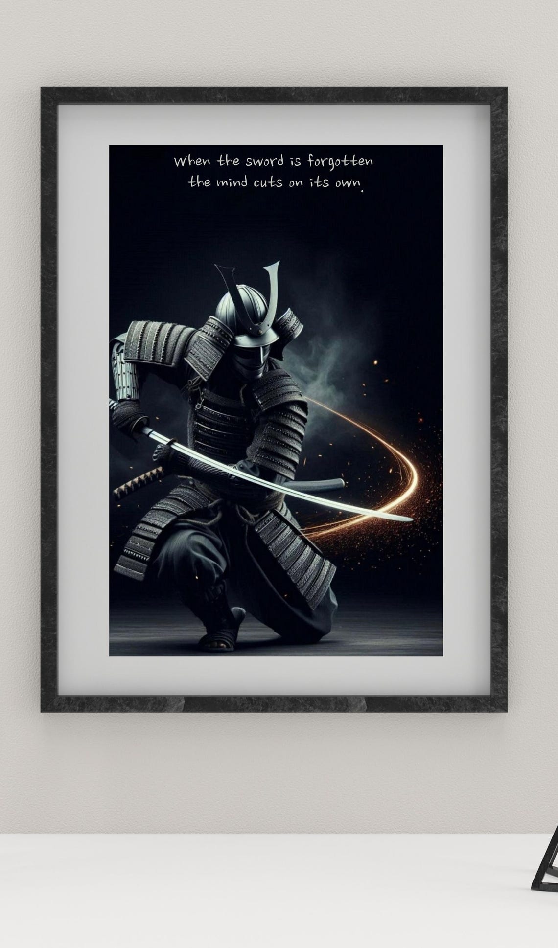Mind Cuts On Its Own Armored Samurai Sword Dark Warrior Art Poster