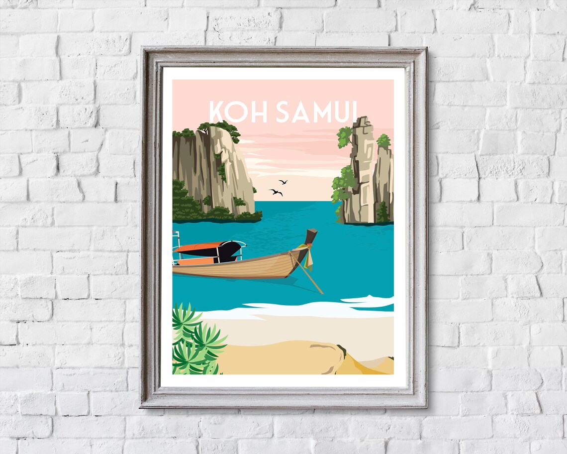 Koh Samui Travel Poster, Retro Thailand Art Print - Image 2
