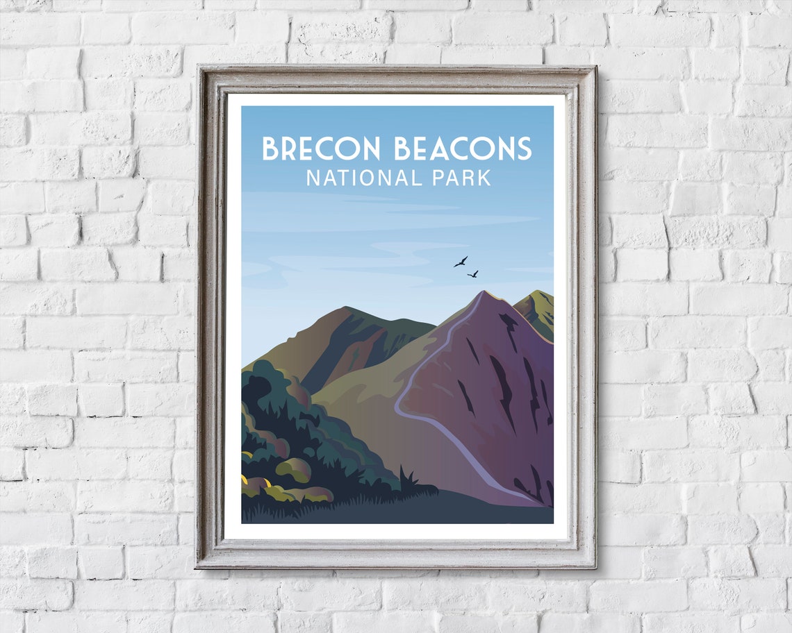 Brecon Beacons Wales National Park Mountain Ridges Travel Poster - Image 2