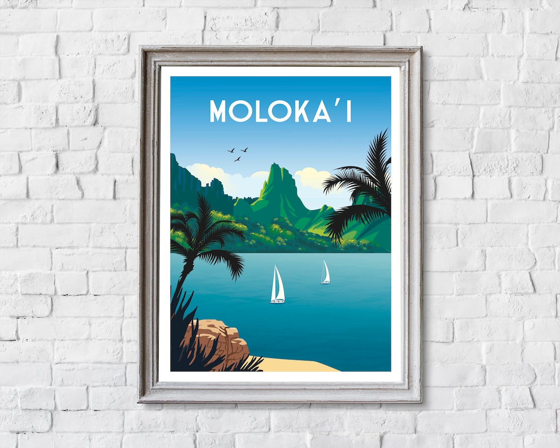 Molokai Hawaii Travel Poster, Island Art Print - Image 2