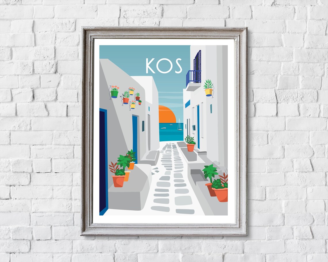 Kos Print Greece Travel Poster, Wall Art Print - Image 2