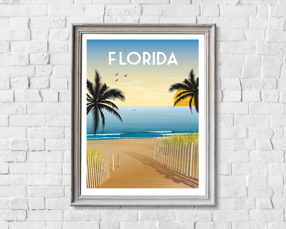 Florida Retro Travel Poster, Orlando & Key West - Image 2