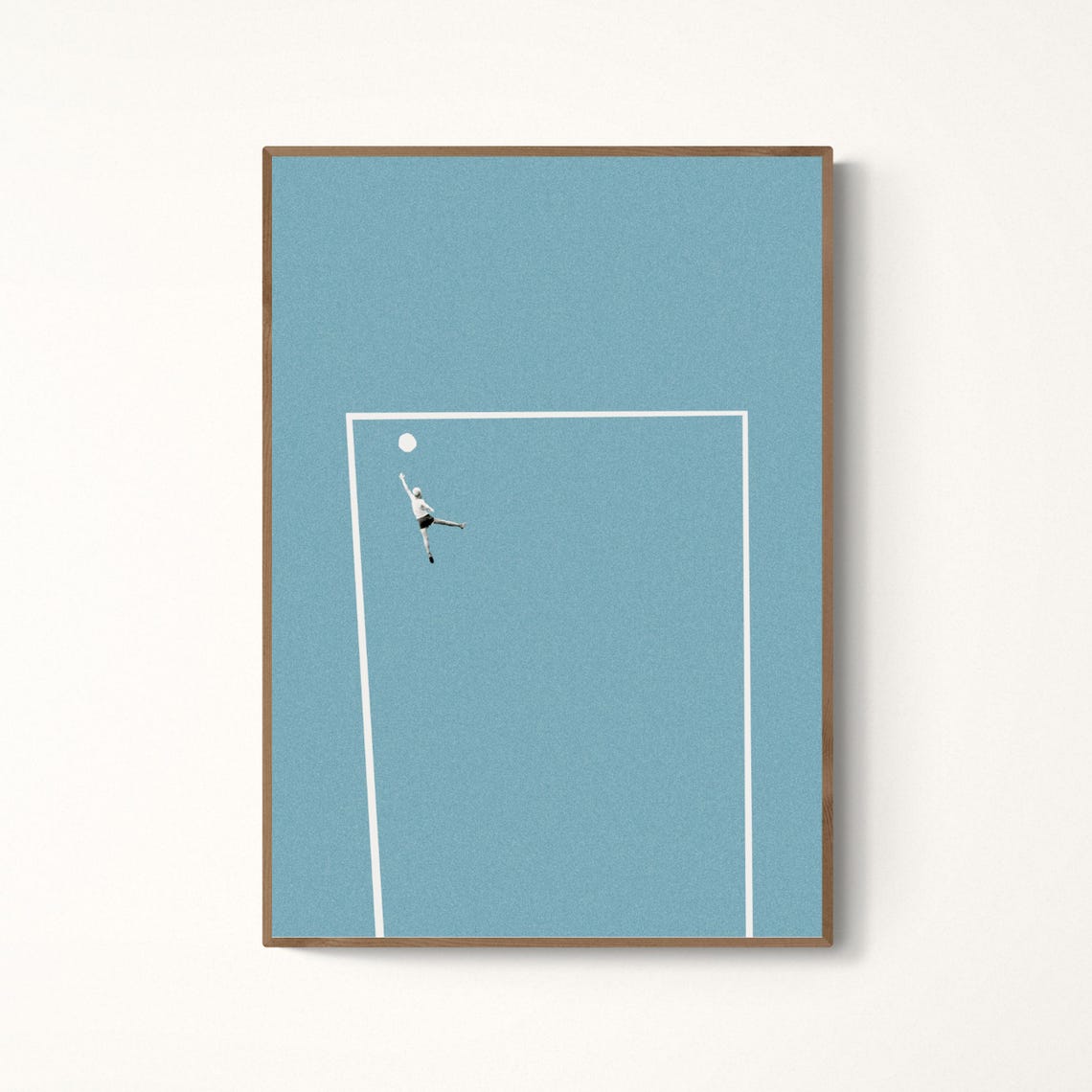 Minimalist Football Player Goal Kick Soccer Blue Match Art Poster